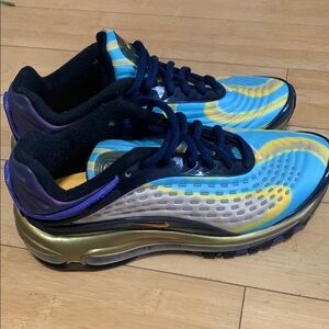 Vibrant Blue and Gold Sneakers